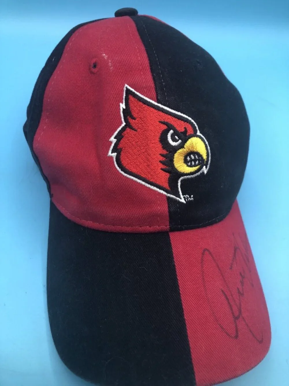 University Of Louisville Hat Black Red Signed Rick Pitino Kids Hat Basketball